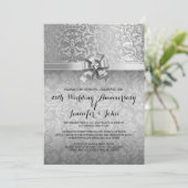 Invitation 25e anniversaire du Mariage Damas noir et argent (Debout devant)