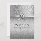 Invitation 25e anniversaire du Mariage Damas noir et argent (Dos)