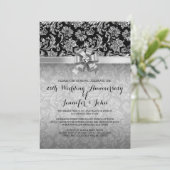 Invitation 25e anniversaire du Mariage Damas noir et argent 2 (Debout devant)