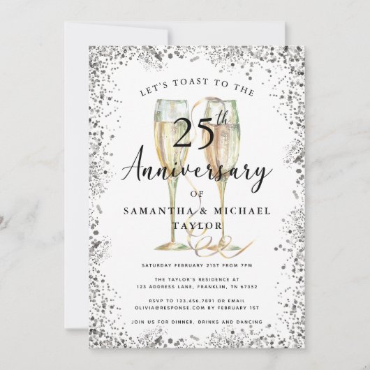 Invitation 25e anniversaire du Mariage d'argent (Devant)