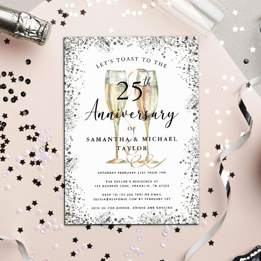 Invitation 25e anniversaire du Mariage d'argent
