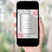 Invitation 25e anniversaire du mariage de la floraison rose a