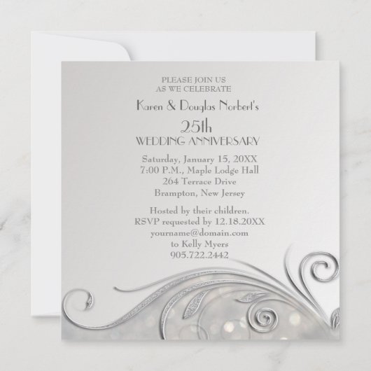 Invitation 25e anniversaire du Mariage de Sparkle Silver (Dos)