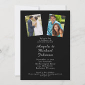 Invitation 25e anniversaire du Mariage Elégant chic noir arge (Devant)