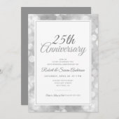 Invitation 25e anniversaire du Mariage | Elegant Silver Bokeh (Devant / Derrière)