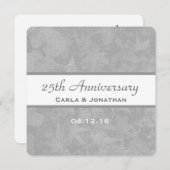 Invitation 25e anniversaire du Mariage Feuilles émaillés d'ar (Devant / Derrière)