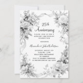 Invitation 25e anniversaire du mariage floraux d'argent (Devant)