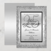 Invitation 25e anniversaire du Mariage Glitzy Silver & Black (Devant / Derrière)