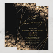 Invitation 25e anniversaire du Mariage Gold & Black (Devant / Derrière)