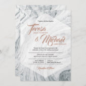 Invitation 25e anniversaire du Mariage Marble Grey (Devant / Derrière)