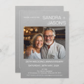 Invitation 25e anniversaire du Mariage moderne simple d'argen (Devant / Derrière)