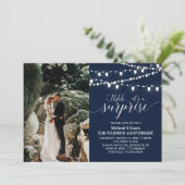 Invitation 25e anniversaire du Mariage photo bleu de la Marin (Debout devant)