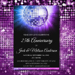 Invitation 25e anniversaire du Mariage Purple Disco Ball<br><div class="desc">Invitation à la soirée du 25e anniversaire du Parti Disco Ball. L'Invitation du 25e anniversaire du Mariage violet et noir est parfaite pour une fête du 25e anniversaire du Mariage moderne.</div>