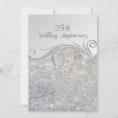Invitation 25e anniversaire du Mariage Sparkle Silver2 (Devant)