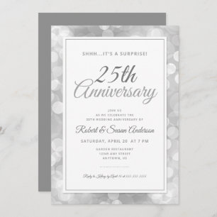 Invitation 25e anniversaire du Mariage Surprise   Silver Boke