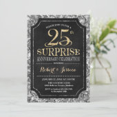 Invitation 25e anniversaire du Mariage surprise - Silver Gold (Debout devant)