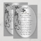 Invitation 25e anniversaire du Mariage vow renouveau Roses bl (Devant / Derrière)