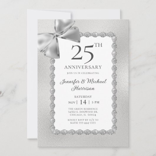 Invitation 25e anniversaire élégant (Devant)