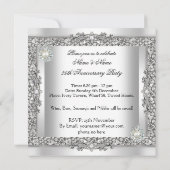 Invitation 25e Anniversaire Elégant Blanc Perle Dentelle Arge (Dos)