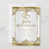 Invitation 25e Anniversaire Élégant Or Blanc Perle 2 (Devant)