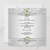 Invitation 25e Anniversaire Elégant Silver Blanc Floral (Dos)