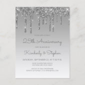 Invitation 25e anniversaire Glitter Drip Argent (Devant)