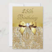 Invitation 25e anniversaire Gold Faux Sequins et Bow (Devant)