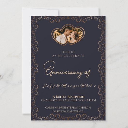 Invitation 25e anniversaire Golden Ribboned Frame love (Devant)