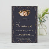 Invitation 25e anniversaire Golden Ribboned Frame love (Debout devant)