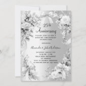 Invitation 25e anniversaire mariage arcs floraux d'argent (Devant)