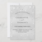 Invitation 25e anniversaire mariage argent parties scintillan (Devant)