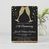 Invitation 25e anniversaire Mariage Champagne Glasses (Debout devant)