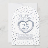 Invitation 25e anniversaire mariage d'argent coeur (Devant)