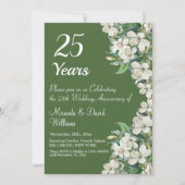 Invitation 25e anniversaire Mariage d'argent Floral blanc (Devant)