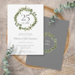 Invitation 25e anniversaire Mariage d'argent Garland<br><div class="desc">Doté d'une élégante guirlande boisée fleurie,  ce 25e anniversaire de mariage botanique chic peut être personnalisé avec vos informations spéciales d'anniversaire d'argent. Au verso,  une guirlande verdoyante assortie encadre vos dates d'anniversaire dans un élégant texte blanc sur un arrière - plan d'argent. Conçu par Thisisnotme©</div>