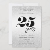 Invitation 25e anniversaire Mariage d'argent moderne (Devant)