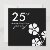 Invitation 25e anniversaire Mariage d'argent noir et blanc (Devant)