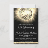 Invitation 25e anniversaire Mariage Gold Disco Ball (Devant)