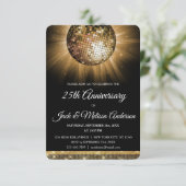Invitation 25e anniversaire Mariage Gold Disco Ball (Debout devant)