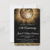 Invitation 25e anniversaire Mariage Gold Disco Ball (Devant)