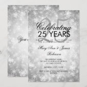 Invitation 25e anniversaire Mariage hiver Wonderland Argent (Devant / Derrière)