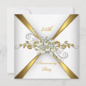 Invitation 25e anniversaire Mariage Pearl Gold Silver (Devant)