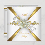 Invitation 25e anniversaire Mariage Pearl Gold Silver<br><div class="desc">25e anniversaire Mariage Pearl Gold Silver Diamond Party. Diamond Gem,  Élégant Diamond White Jewel Image. Élégante Invitation de fête de célébration. Customisez avec vos propres détails. Zizzago a créé ce design VEUILLEZ NOTER que toutes les images ne sont PAS Diamants Bijoux ou de vrais Bows! !</div>