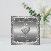 Invitation 25e anniversaire Mariage Silver Elegant (Debout devant)