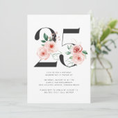 Invitation 25e anniversaire Moderne Floral Rose Gold Green (Debout devant)