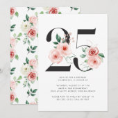 Invitation 25e anniversaire Moderne Floral Rose Gold Green (Devant / Derrière)