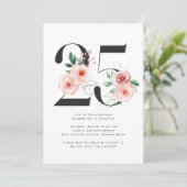 Invitation 25e anniversaire Moderne Floral Rose Gold Green (Debout devant)