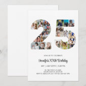 Invitation 25e anniversaire Numéro 25 Photo personnalisée Col (Devant / Derrière)