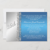 Invitation 25e Anniversaire Orné Argent Volutes avec Bleu (Dos)