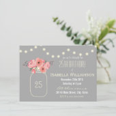 Invitation 25e anniversaire Pink Watercolor Flowers & Mason J (Debout devant)